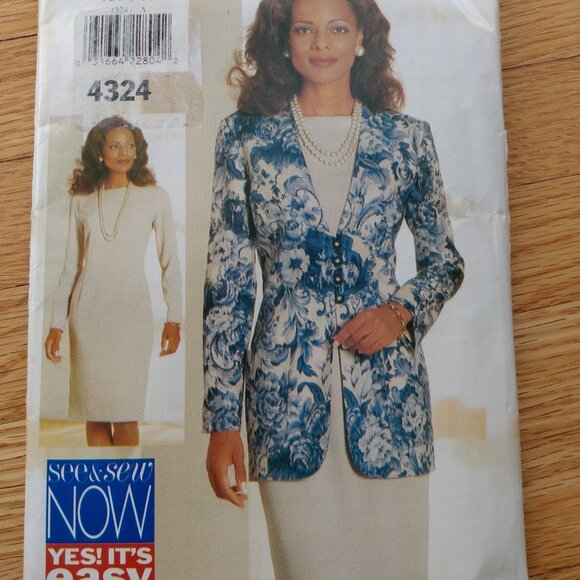 Jacket and Dress Sewing Pattern Size 6-10 See & Sew 4324 UNCUT Vintage 90s - Picture 2 of 10